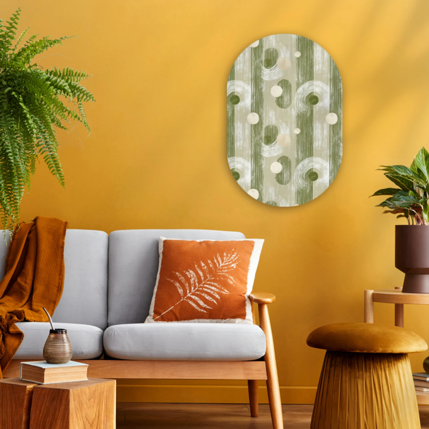 Artistiek - Modern - Groen Wandcirkel Ovaal Forex klein 630 -sfeer4