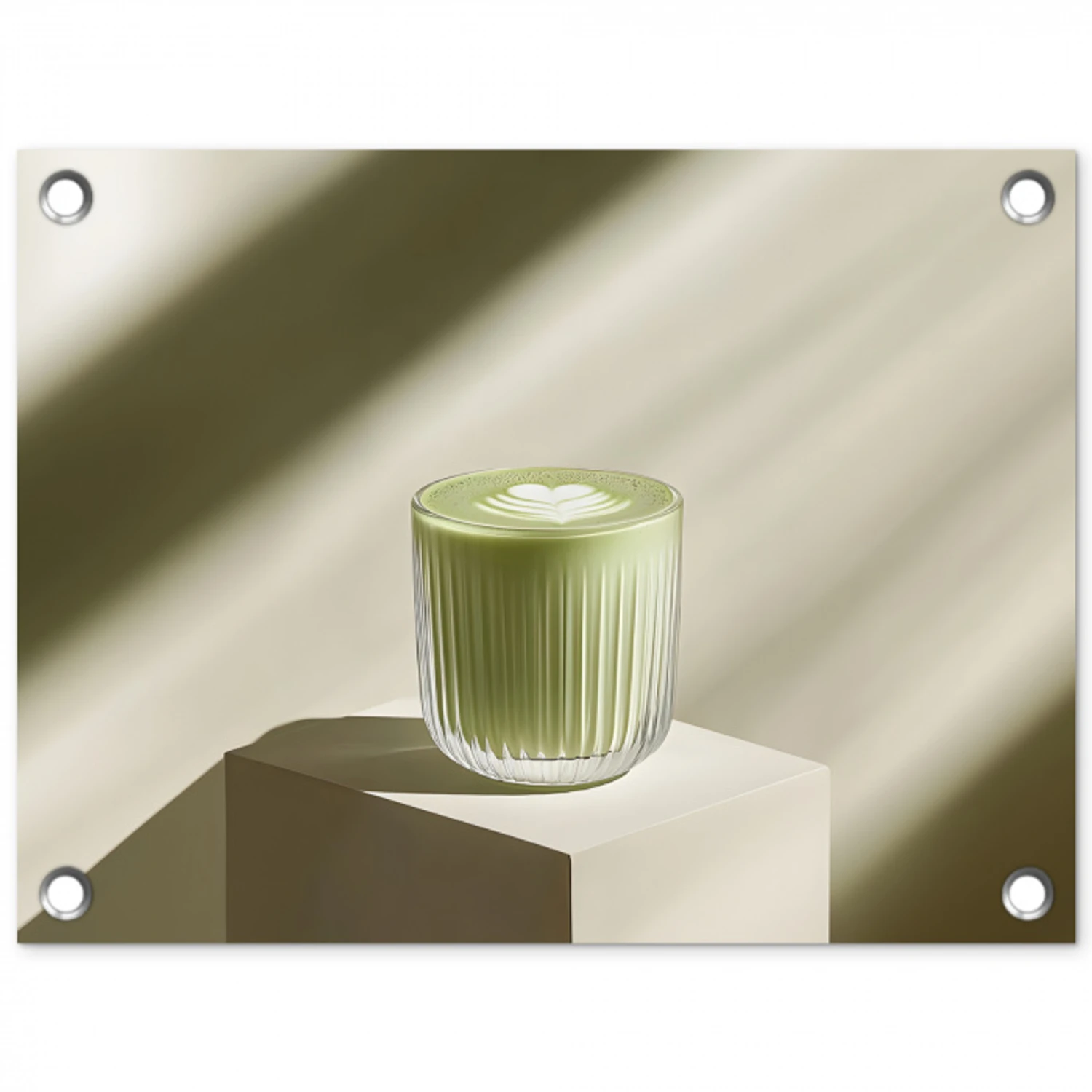 Matcha - Glas - Groen - Minimalistisch tuinposter los doek klein -3d