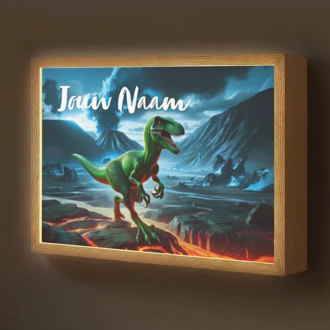 Lightbox - Wandlamp kinderkamer met naam - Dino - Lava - Groen - Jongens