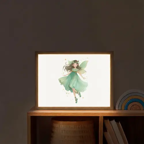 Bosfee - Groen - Sprookje Light Box met batterij (Wandlamp kind) middel -sfeer1_kind