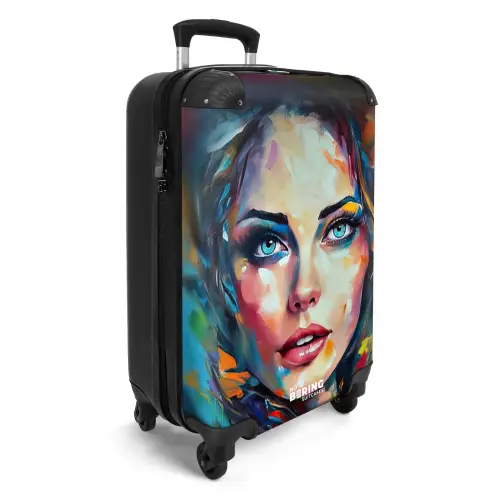 Gezicht - Vrouw - Olieverf - Kleurrijk - Kunst NBS - Handbagage koffer - Unisex middel -productfoto_3d
