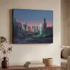 Cactus - Lichtzuilen - Zonsondergang Textielframe zwart klein -sfeer3