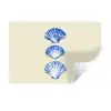 Schelpen - Blauw - Beige Muursticker klein -3d