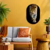 Luipaard - Dieren - Portret - Wilde dieren - Zwart Wandcirkel Ovaal Forex klein -sfeer4