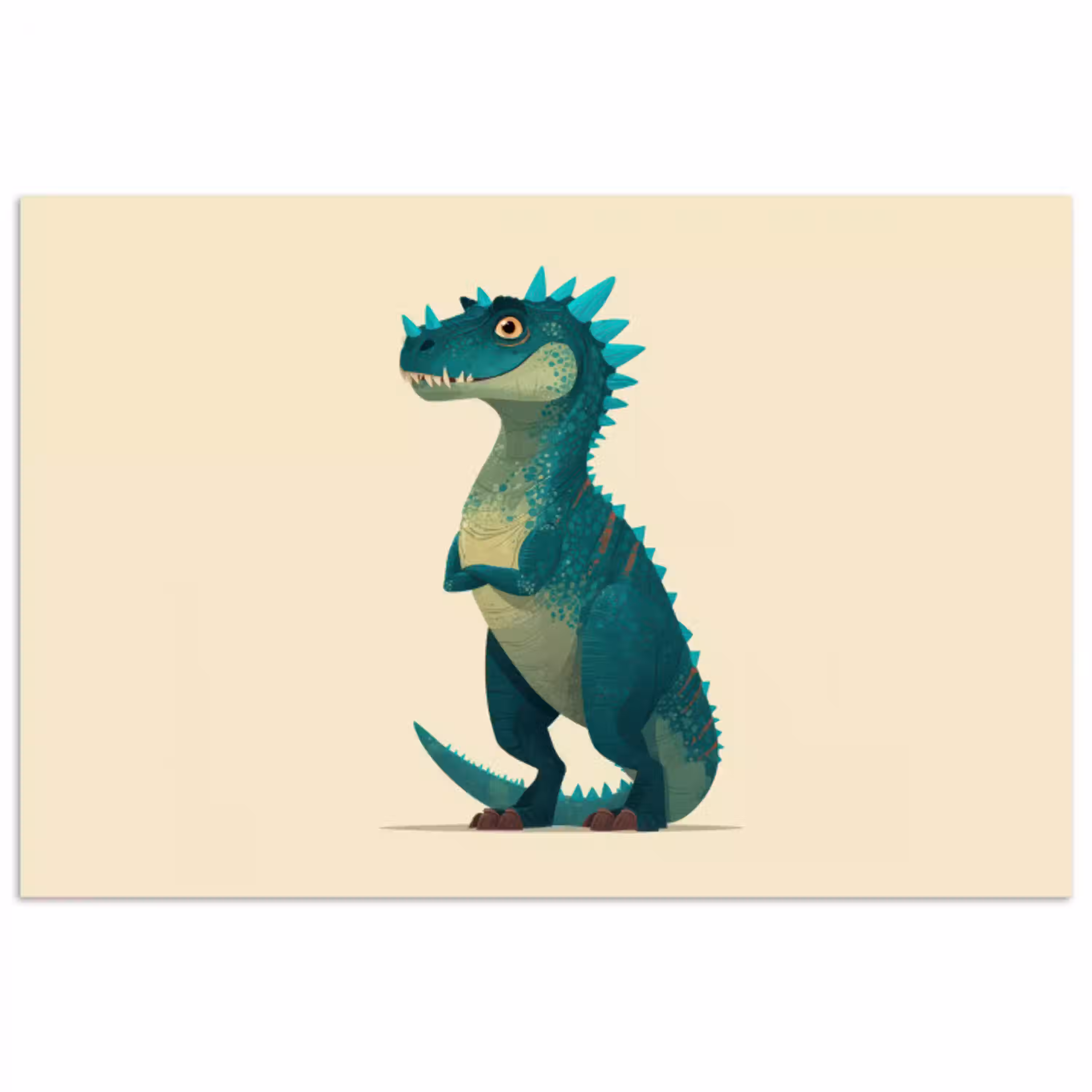 Dinosaurus - Turquoise - Stekels poster papier klein -3d