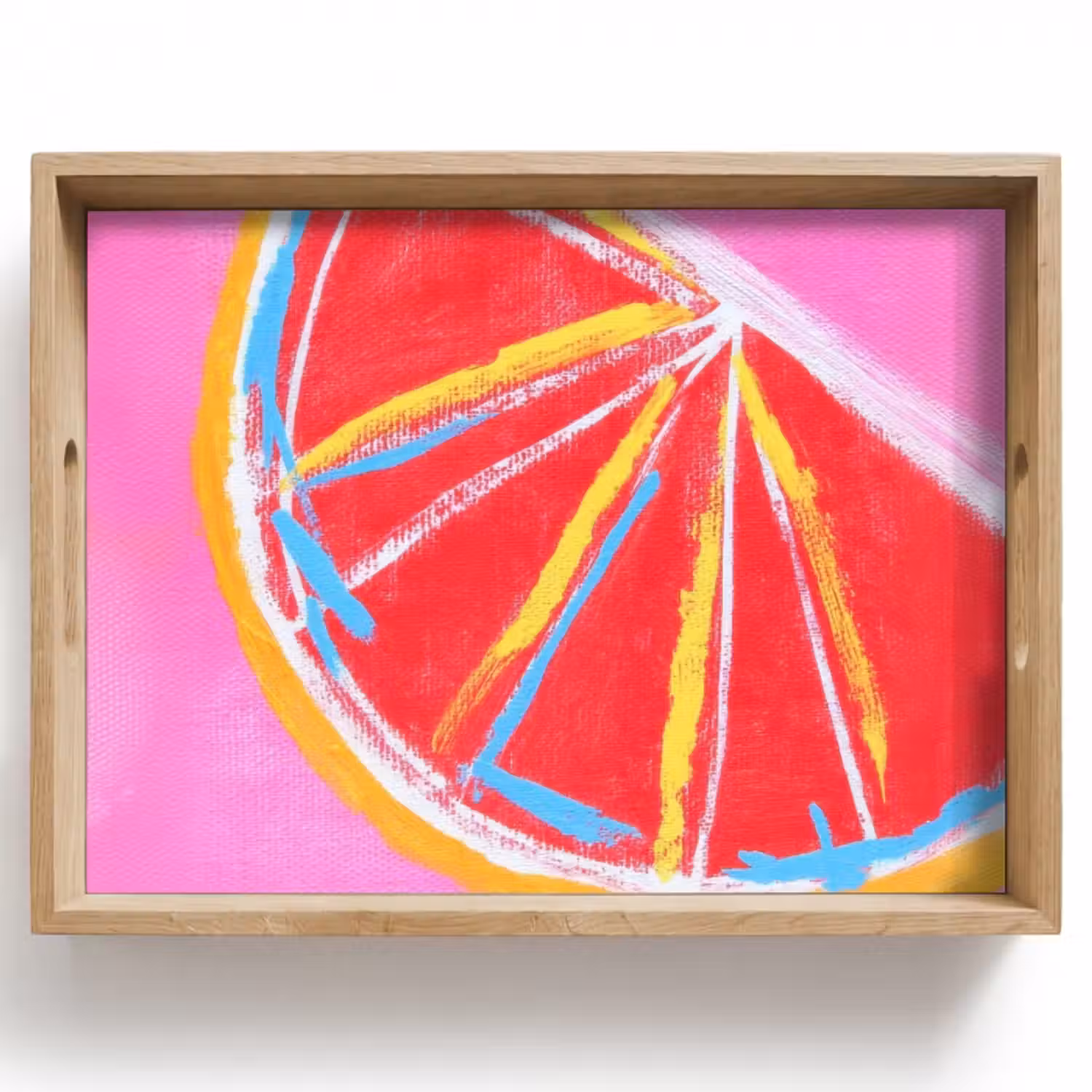 Tablett - Grapefruit - Gemalt - Rosa - Streifen
