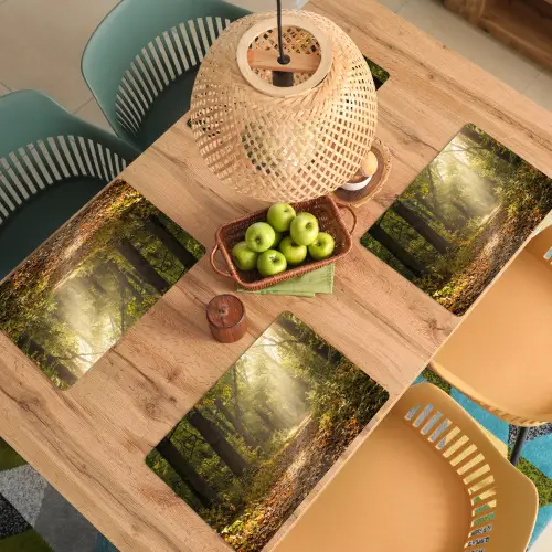 Zonlicht - Bospad - Bomen Placemat vinyl groot -zzsfeer5_Kitchenyeah-website