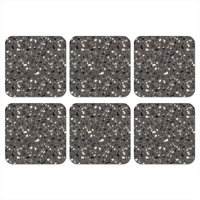 Terrazzo -  Patroon - Grijs onderzetter kurk middel 366 -3d