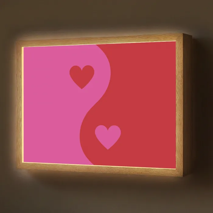 Minimalistisch - Rood - Roze - Hartjes Light Box met batterij (Wandlamp) middel -z3d_website