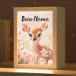 Hertje - Illustratie - Bloemen - Roze Light Box met kabel (Kinderlampje) klein -zzz_3d_website