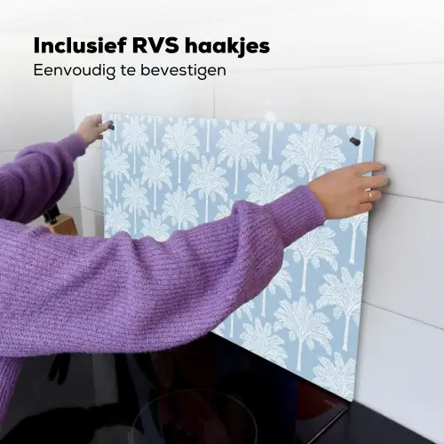 Palmboom - Modern - Blauw Inductie beschemer met haakjes klein 777 -ky-ophangen-nl