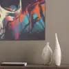Schedel - Abstract - Rood - Blauw - Graffiti PET vilt middel -sfeer6_closeup