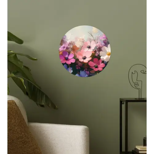 Bloemen - Kleurrijk - Bloei Wandcirkel behangsticker klein -sfeer2