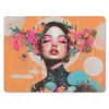 Portret - Vrouw - Abstract - Bloemen muismat rubber klein -3d