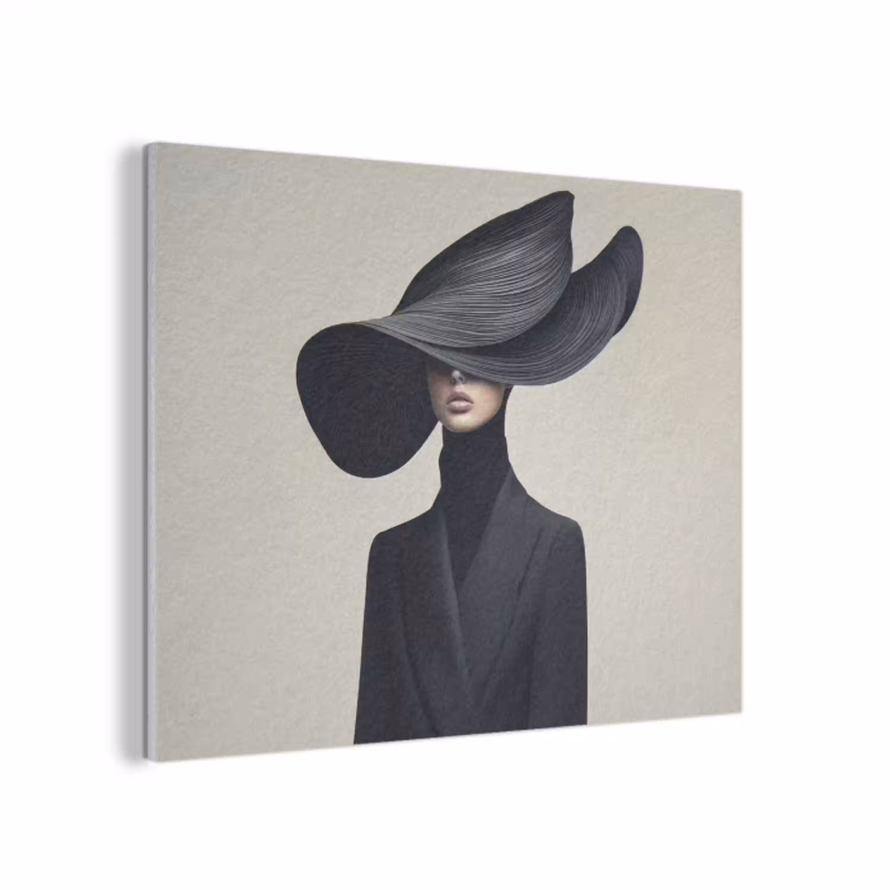 Zwart - Vrouw - Hoed PET vilt klein -3d