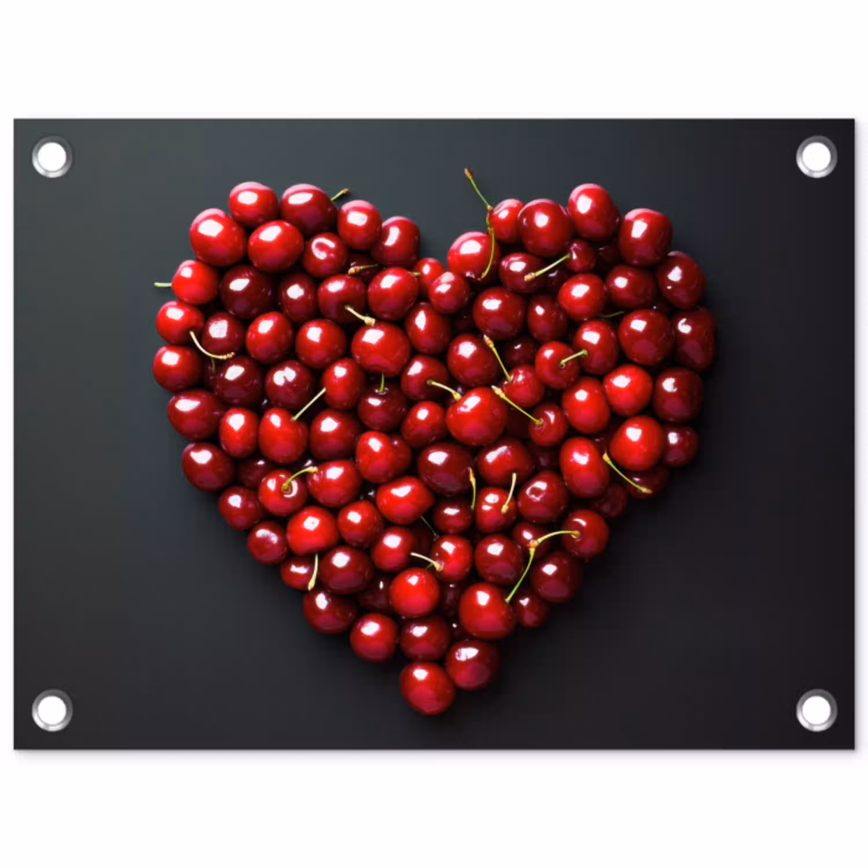 Kersen - Hart - Rood - Zwart tuinposter los doek klein -3d