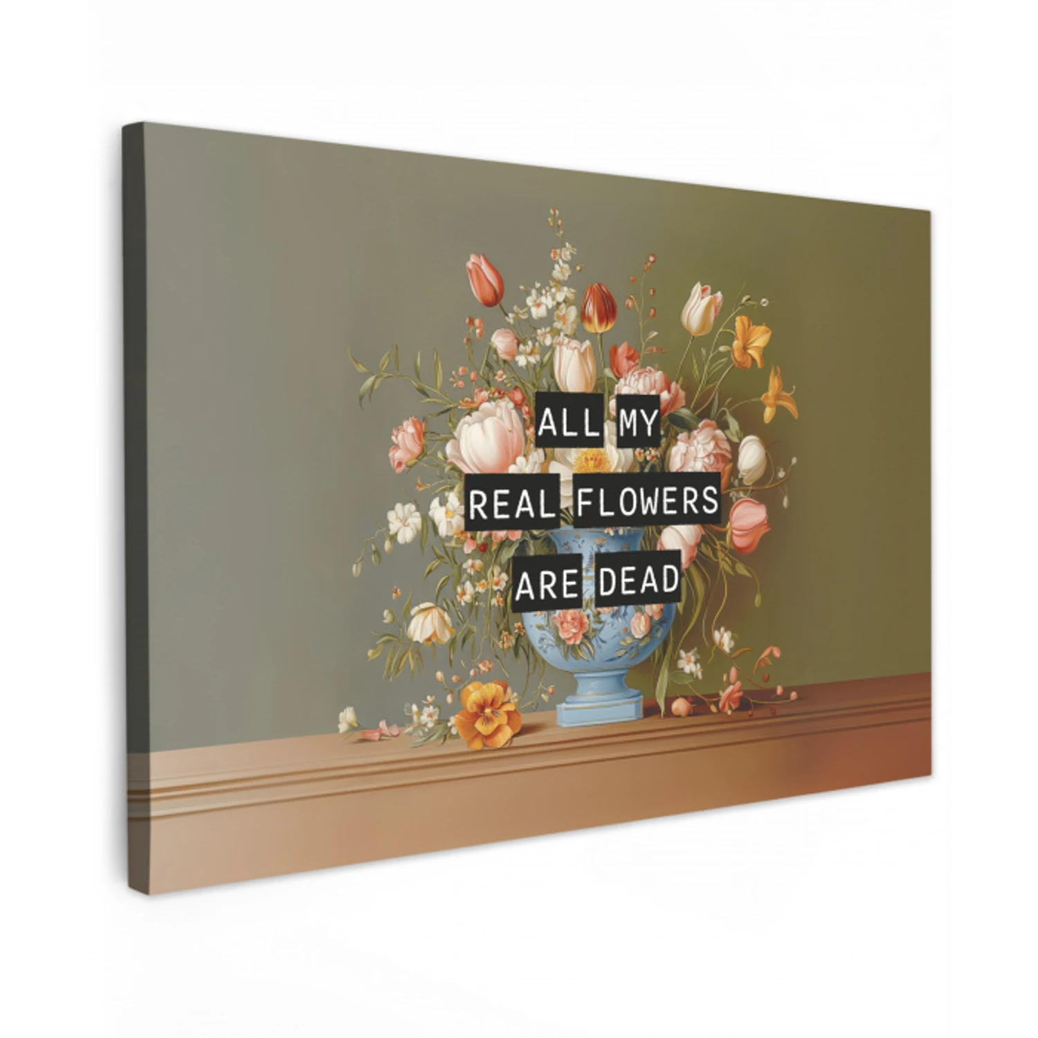 Bloem - Quote - Vintage - Art Tuinposter op houten frame 2 cm dik klein -3d