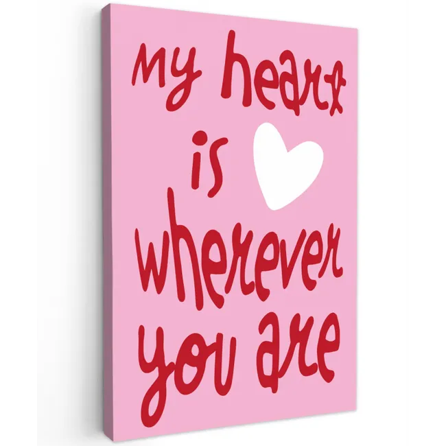 Valentijn - Hart - Liefde - Roze Tuinposter op houten frame 2 cm dik klein -3d