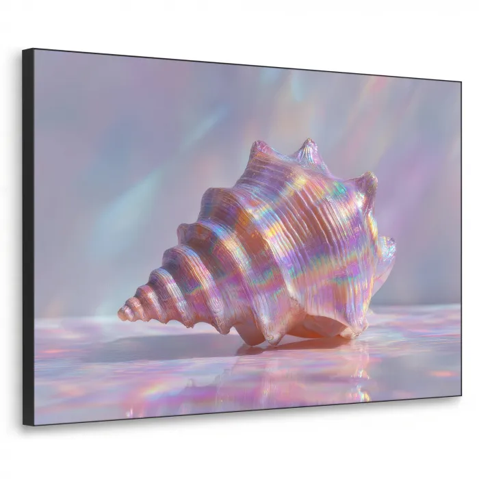 Schelp - Glanzend - Regenboogtinten Textielframe zwart klein -3d