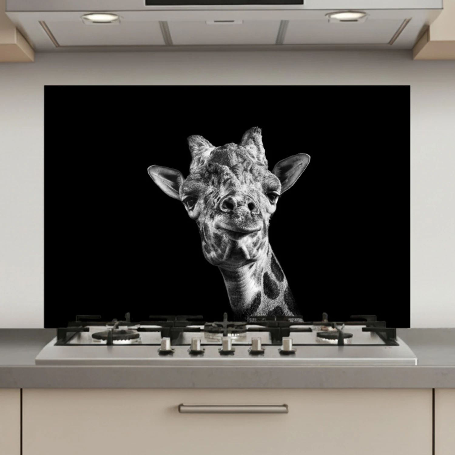 Giraffe - Dier - Zwart - Wit keuken achterwand spatscherm klein -3d_website