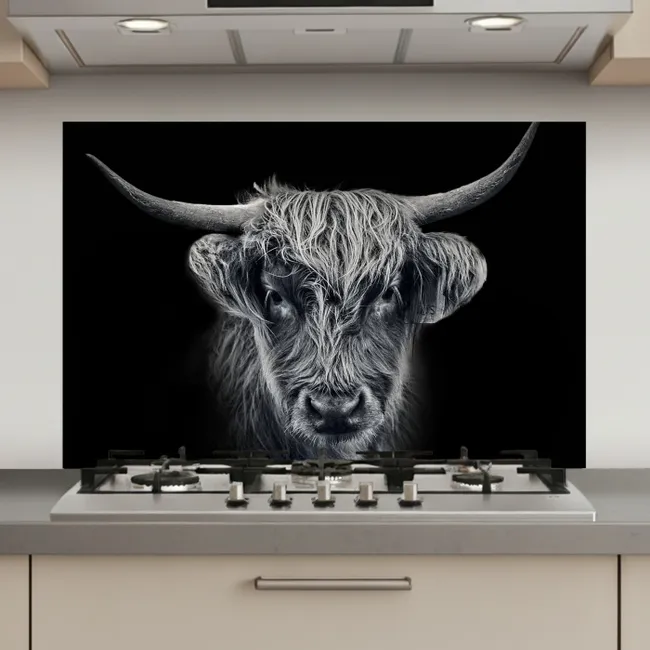 Schotse hooglander - Zwart - Koe - Dieren keuken achterwand spatscherm klein -3d_website