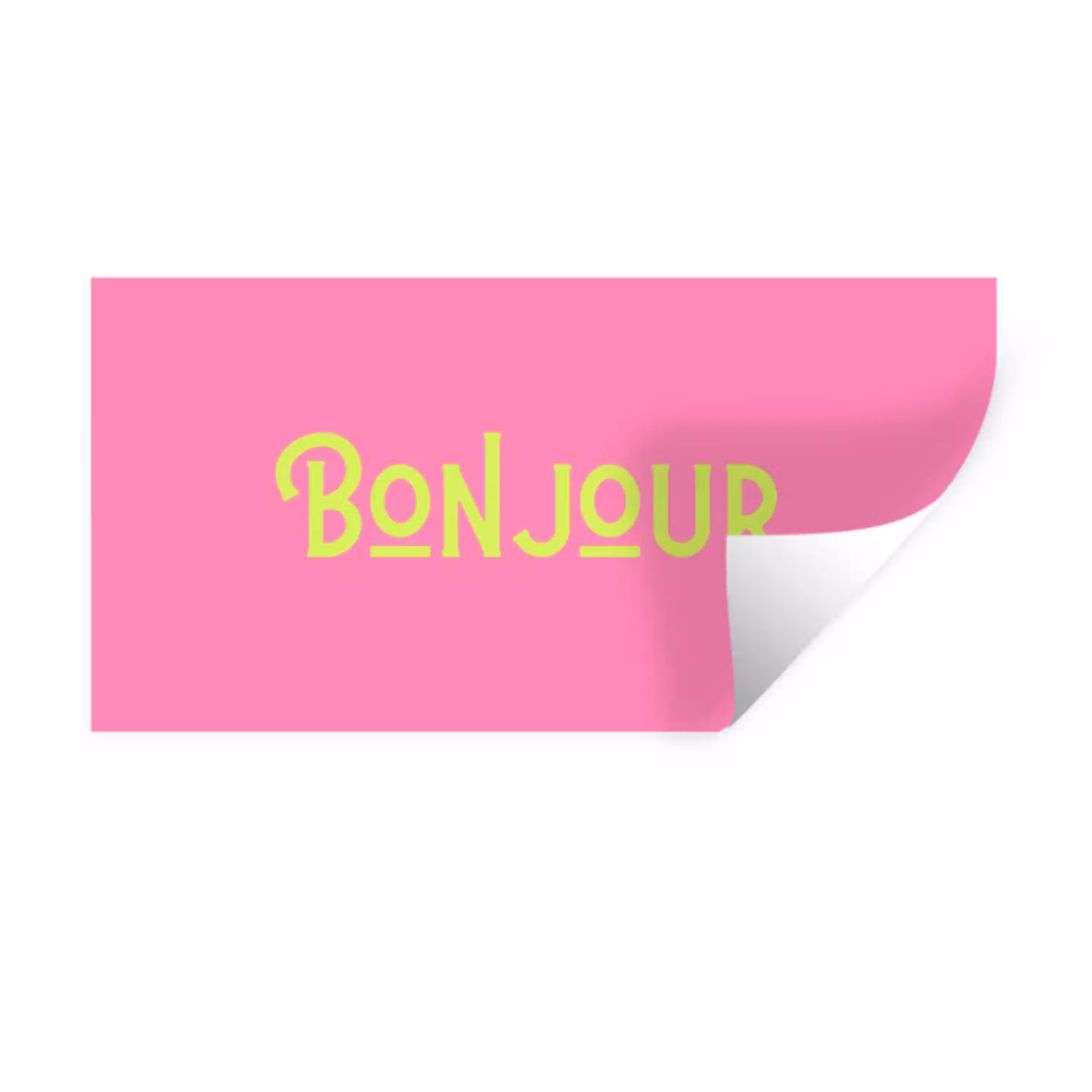 Roze - Groen - Bonjour - Art Muursticker klein -3d