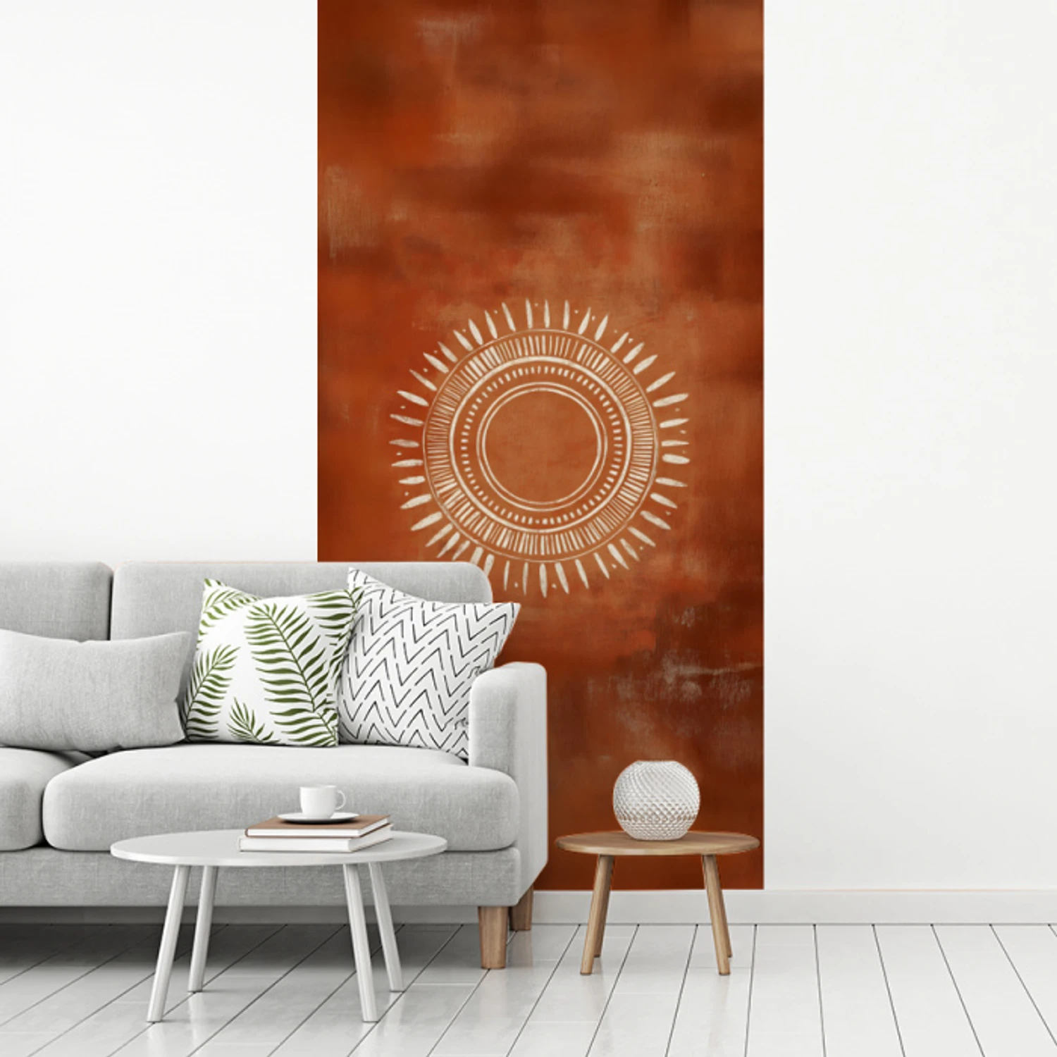 Abstract - Lijnen - Zonnestralen - Roodbruin fotobehang vinyl groot -woonkamer