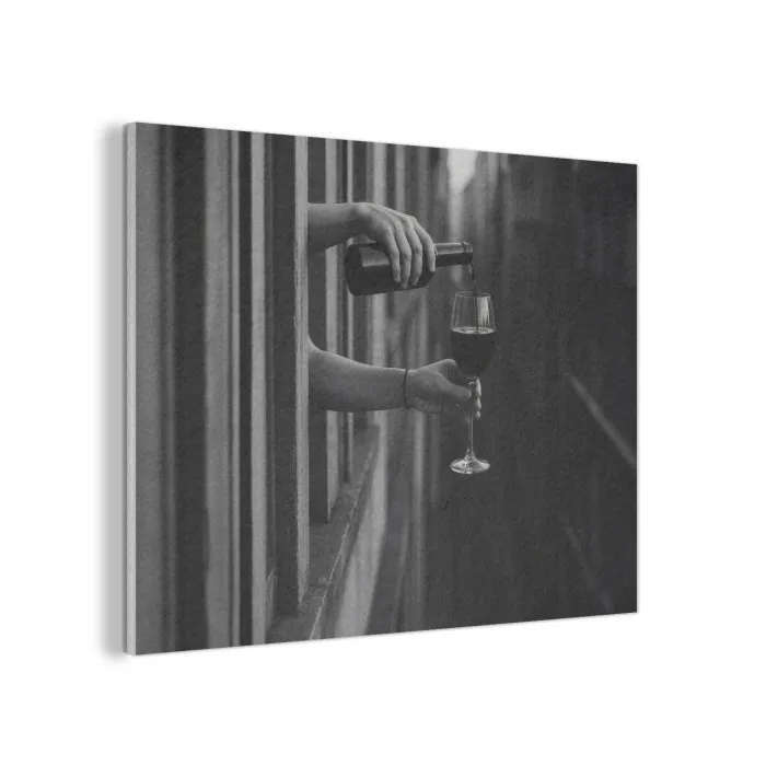 Wijnfles - Glas - Handen - Raam PET vilt klein -3d