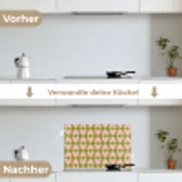 Patroon - Symmetrisch - Hartjes - Olijfgroen keuken achterwand spatscherm klein 900 -voor_na_DE