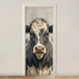 Koe - Portret - Dieren - Modern deurposter klein -3d_beige