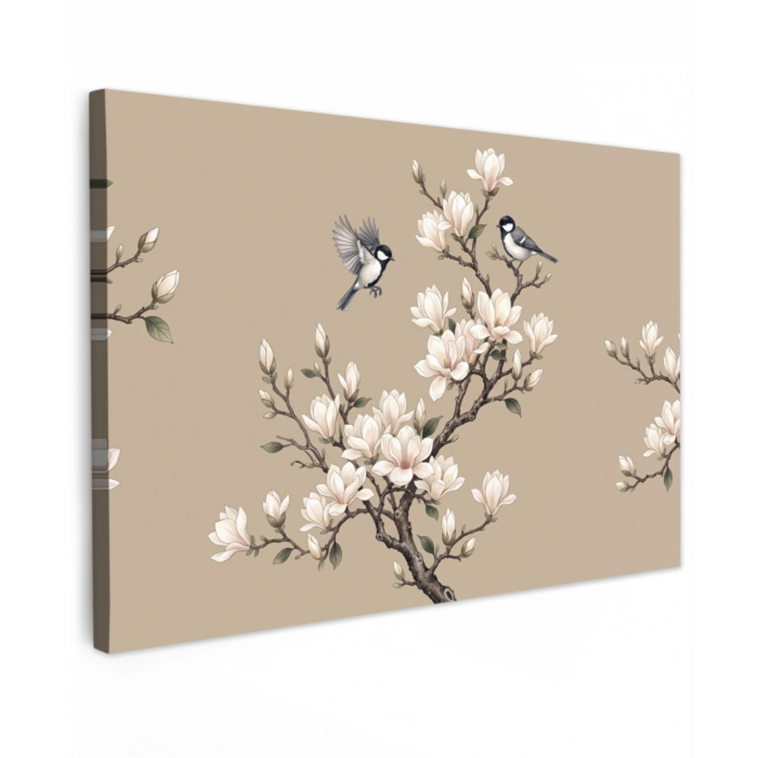 Oosters - Vogels - Beige canvas 2cm klein -z3d