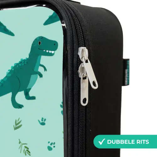 Dinos - Patroon - Groen Kinderkoffer - Zwart klein -rits_NL