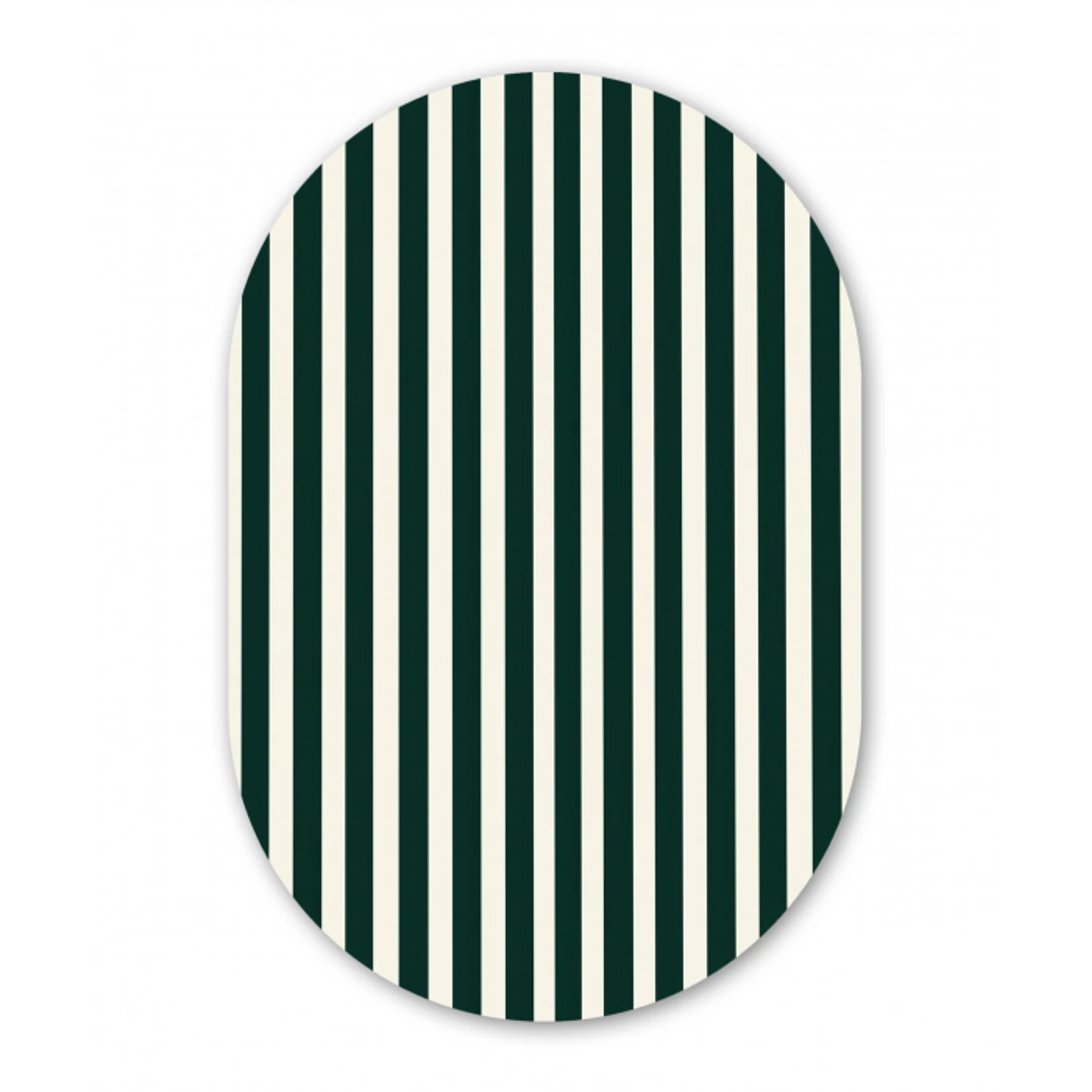 Strepen - Klassiek - Groen Wandcirkel Ovaal Aluminium middel 839 -3d