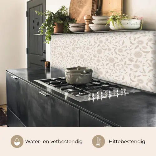 Sierlijk - Bloemen - Beige keuken achterwand 2 middel 871 -usp_NL