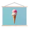Bolletjes - Schepijs - Hoorntje - Blauw textielposter latten blank klein -3d