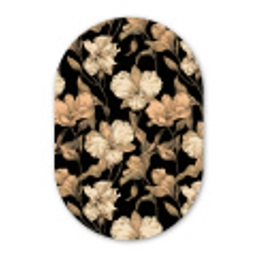 Orchideeën - Lijntekening - Patroon - Beige - Zwart Wandcirkel Ovaal Forex klein 630 -3d