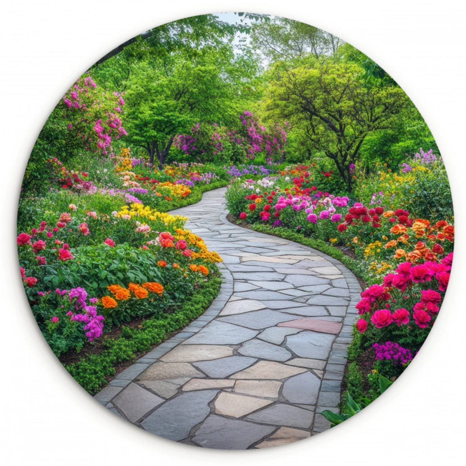 Park - Bloemen - Tuin Wandcirkel kunststof plaat 5mm dik klein -3d