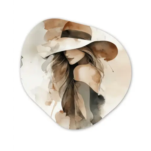 Mysterieus - Vrouw - Sepia Wandcirkel Organisch Forex 3mm klein -3d