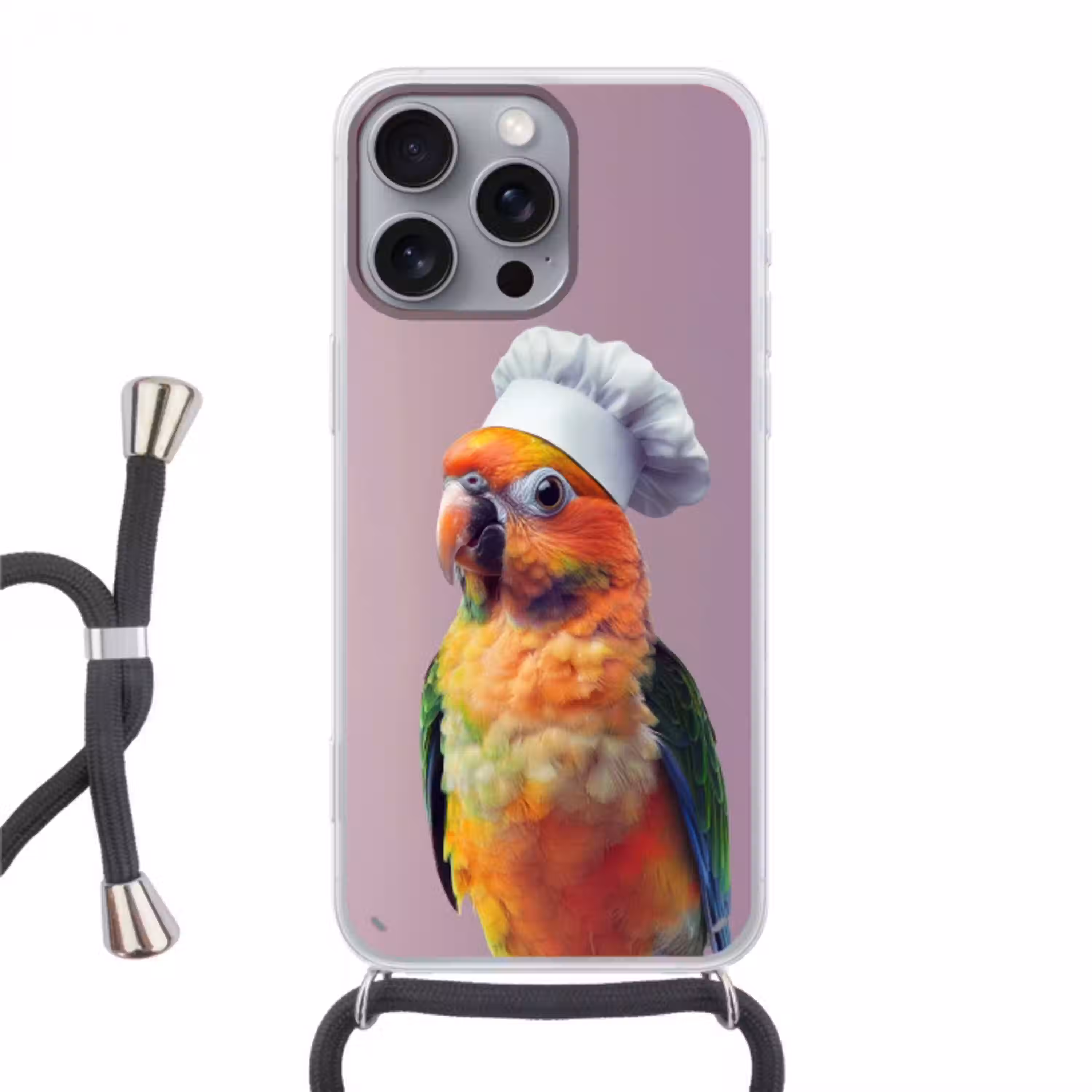 Papegaai - Koksmuts - Nieuwsgierig - Vogel Hoesje iPhone 16 Pro Max met koord klein -3d