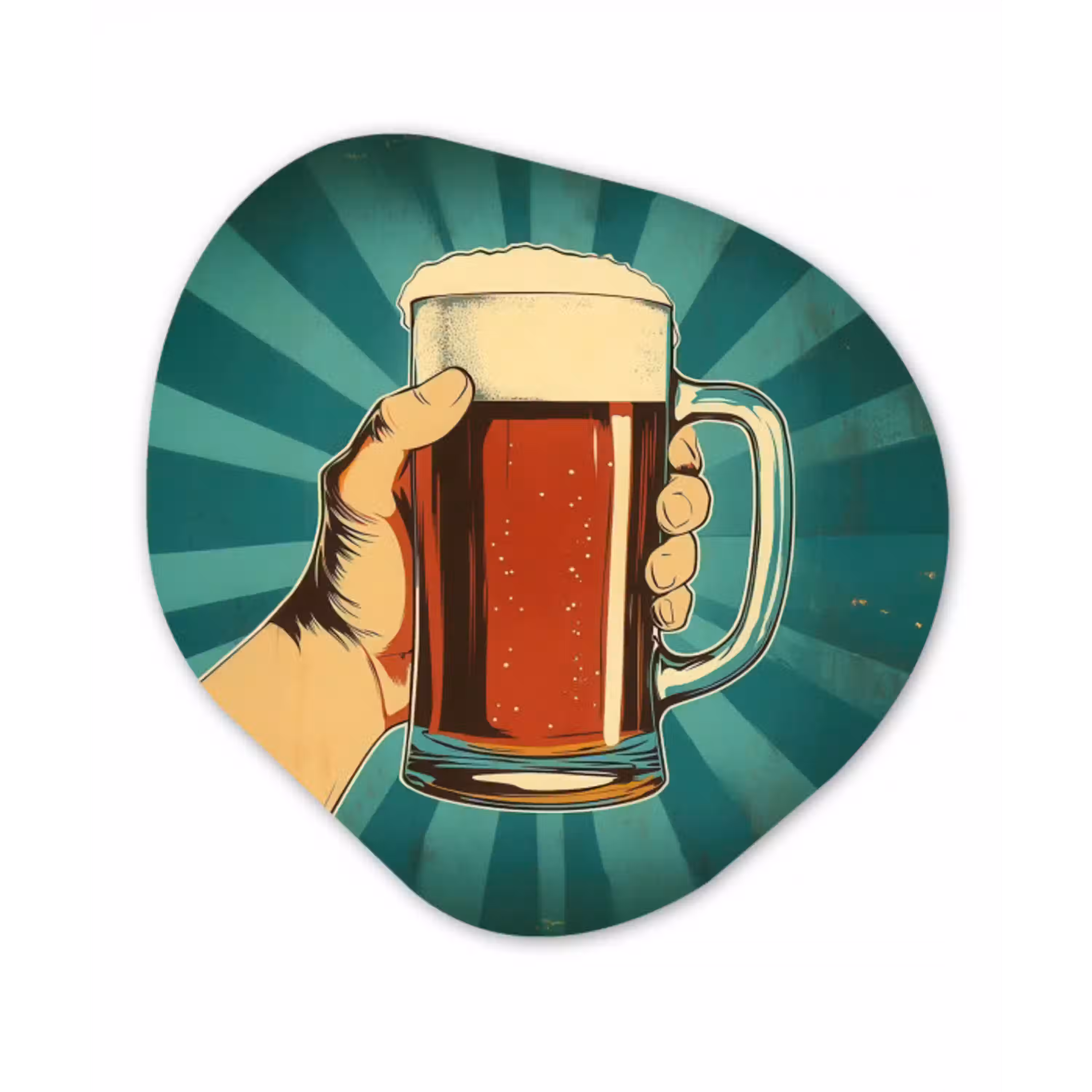 Bierglas - Schuim - Retro - Groen Wandcirkel Organisch Plexiglas middel -3d