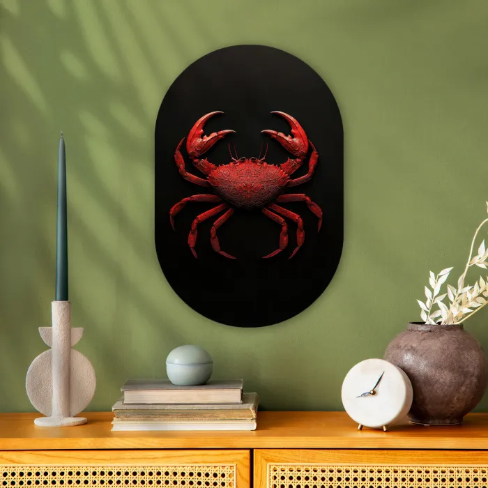Krab - Rood - Vissen - Schaaldieren Wandcirkel Ovaal Forex klein -sfeer2