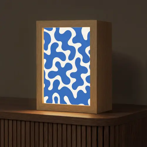 Vormen - Abstract - Blauw - Golven Light Box met kabel (Tafellamp) klein -z3d_website