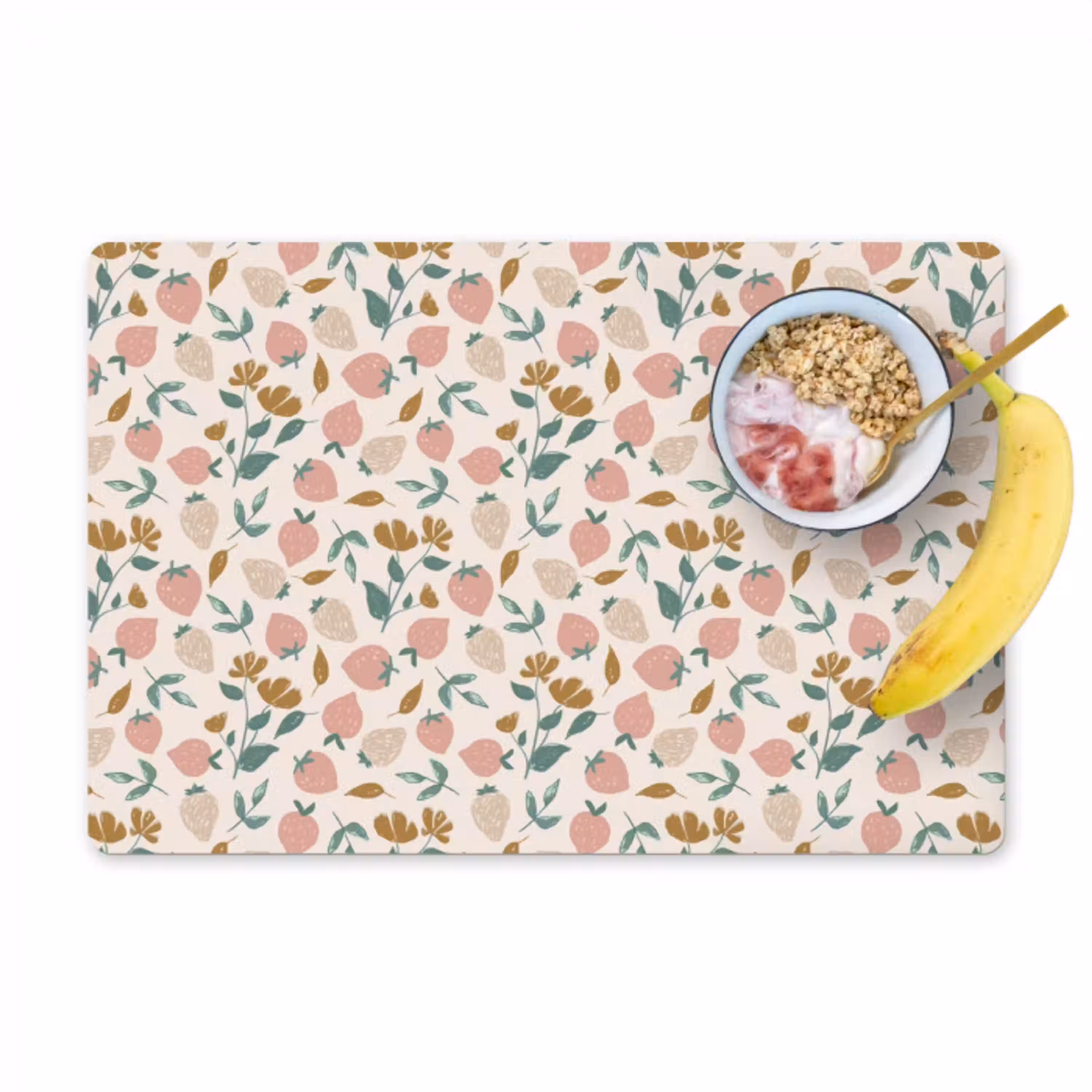 Aardbei - Fruit - Roze - Kinderen - Planten Placemat vinyl groot -zzzproduct_Kitchenyeah-website