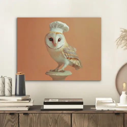Kerkuil - Koksmuts - Oranje - Vogel PET vilt klein -sfeer1