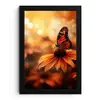 Vlinder - Bloemen - Oranje fotolijst zwart zonder passe partout klein -3d
