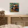 Vrouw - Bloemen - Oranje - Blauw - Modern plexiglas 5mm klein -sfeer4