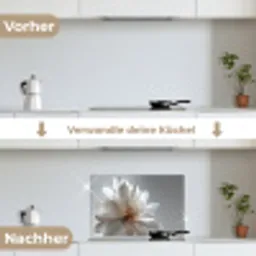 Bloem - Wit - Neutraal keuken achterwand spatscherm klein -voor_na_DE