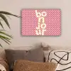 Bonjour - Stippen - Roze- Geel canvas 2cm klein -sfeer1