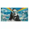Vrouw - Bril - Regenboog - Wolken Muismat XXL klein -3d_leeg