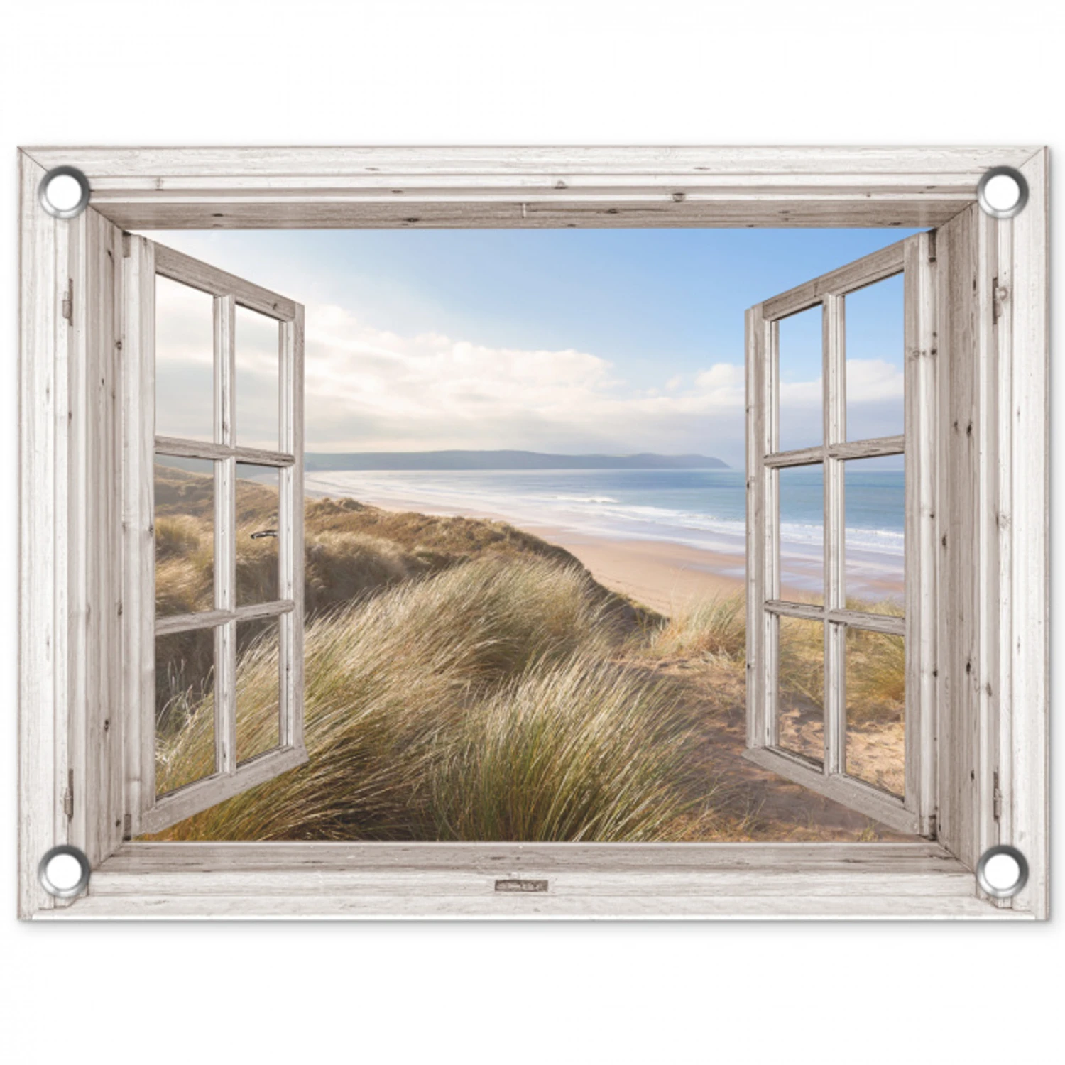 Uitzicht op Kustlijn met Duinen tuinposter los doek klein -3d